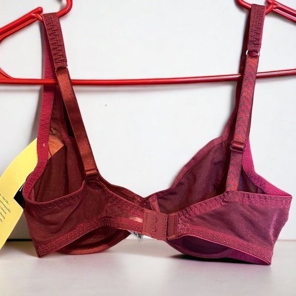 NWT Maidenform bra Sheer underwire Maroon Ruby Sz 34C - Picture 3 of 6